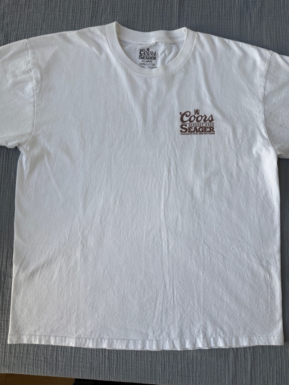 Coors Seager White Short Sleeve Logo Tee-Protect Our Protectors